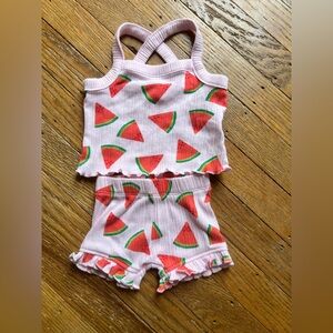 BABY GIRL Cat & Jack Pink Watermelon Tank Top and Shorts Set size NB